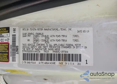 2019 Toyota Tacoma Sr from USA, damaged, VIN 5TFRX5GN3KX149336